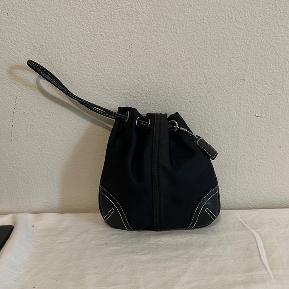 COACH 8669 Mini Drawstring Signature Nylon & Leather Coin Pouch Purse Rare! EUC! - Picture 1 of 9